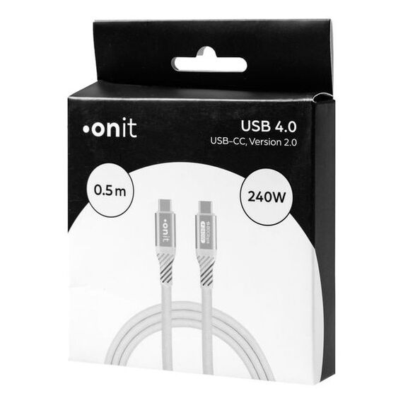 ONIT F02932 USB Kabel USB4 Gen 2x2 0,5 m USB C 80 Gbit/s 240 W Weiß, Farbe: Weiß, Länge: 0,5 m, 4 image