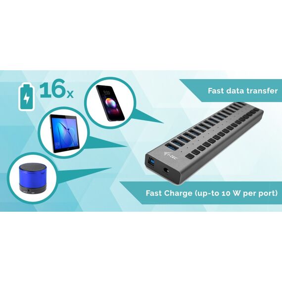 i-tec USB 3.0 Charging HUB 16port + Power Adapter 90 W, 5 image