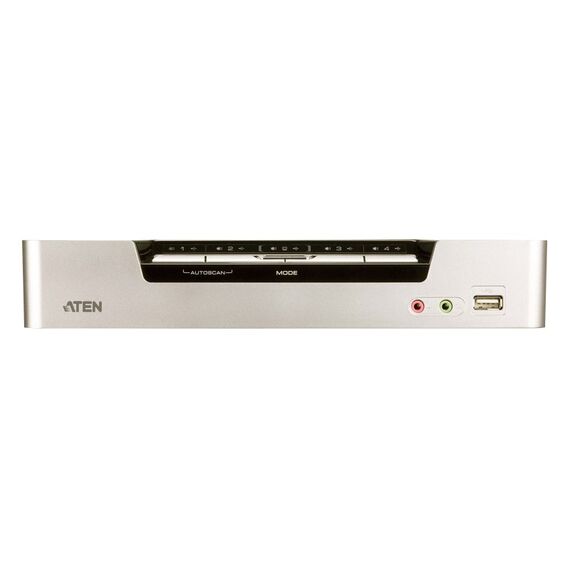 ATEN CS1794 Tastatur/Video/Maus (KVM)-Switch Rack-Einbau Schwarz, Edelstahl