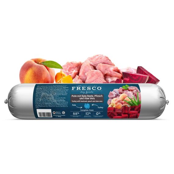 Fresco FRSC25192 Hunde-Dosenfutter Pfirsich, Rote Bete, Truthahn Adult 400 g