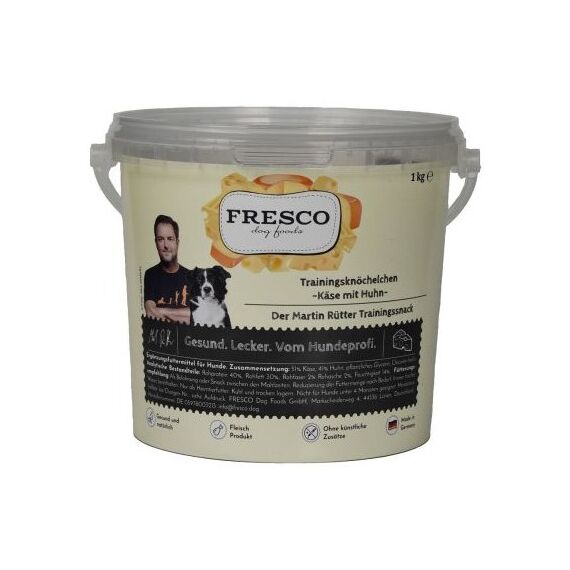 Fresco Martin Rütter Trainingsknöchelchen Käse mit Huhn 1kg Eimer