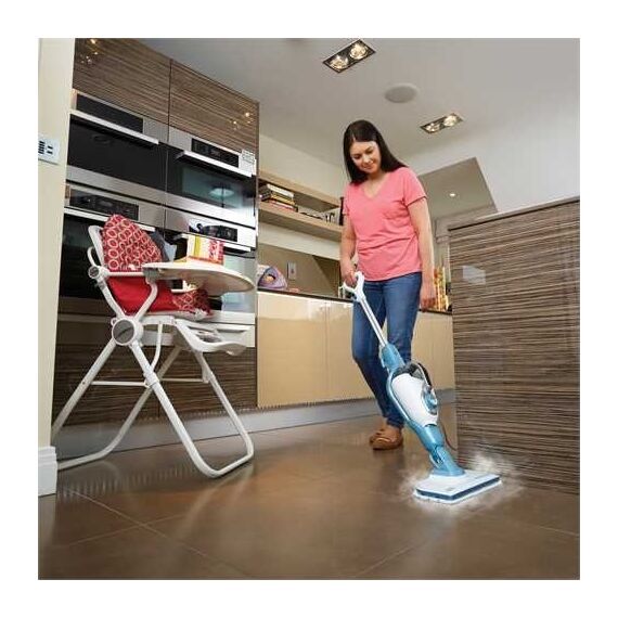 Black & Decker 9IN1 Steam-mop Dampfmopp 0,5 l 1300 W Türkis, Weiß
