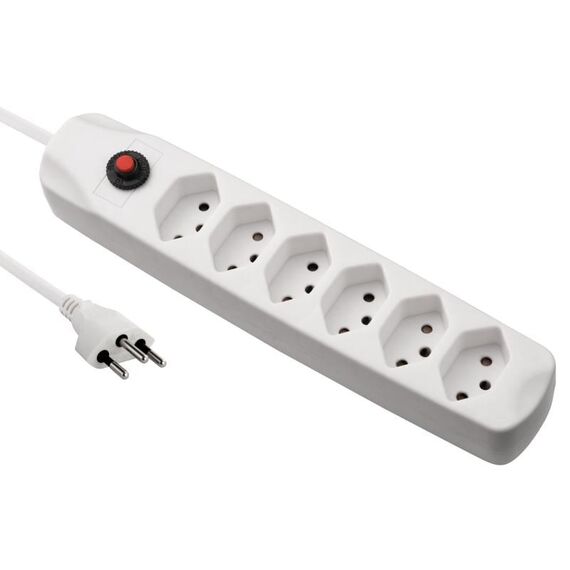 Furber. FUR-SL6 WHT Verlängerungskabel 1,5 m 6 AC-Ausgänge Drinnen Weiß, Farbe: Weiß