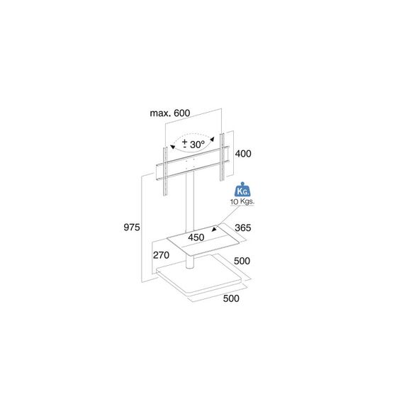 PureMounts PM-204 165,1 cm (65") Weiß