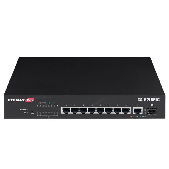 Edimax Switch GS-5210PLG Managed Gigabit Ethernet (10/100/1000) Power over Ethernet (PoE) Schwarz, 2 image
