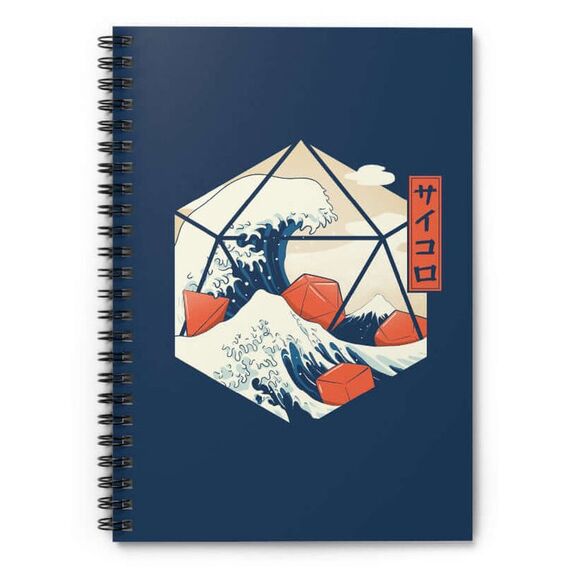 GlassStaff Great wave of Dice Spiral Notebook Notizbuch Navy