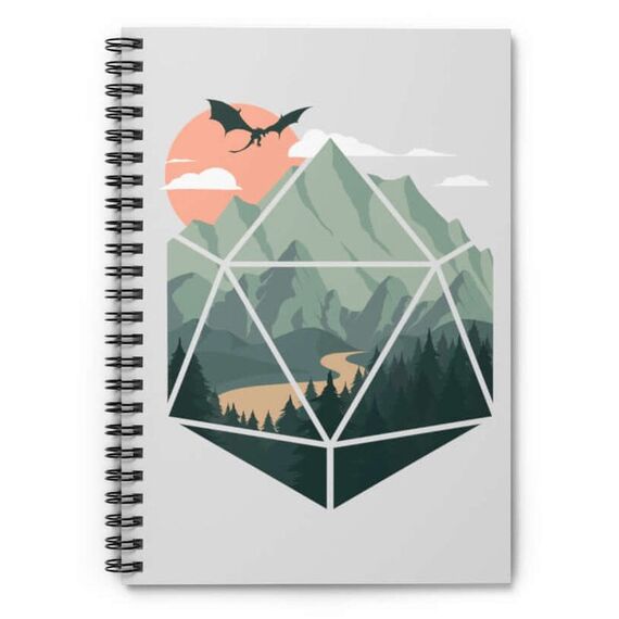 GlassStaff Scenic d20 Spiral Notebook Notizbuch Hellgrau