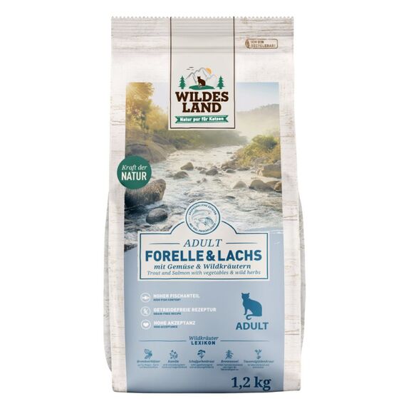 Wildes Land Classic Adult Katzen-Trockenfutter 1,2 kg Lachs, Forelle