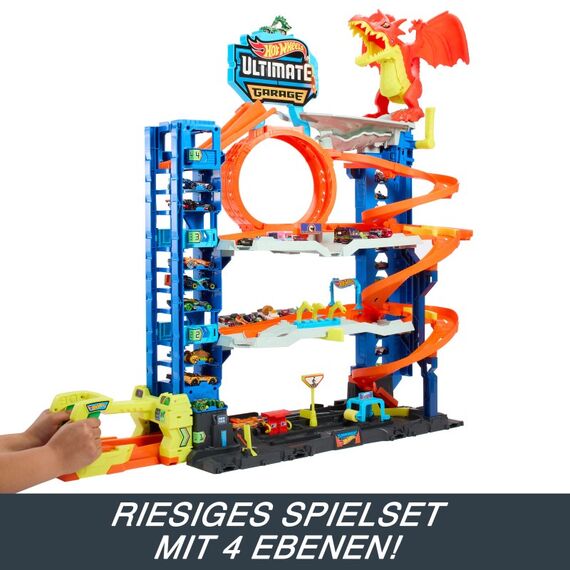 Hot Wheels City Ultimative Garage Spielset mit 2 Die-Cast-Autos, Spielzeugaufbewahrung für mehr als 50 Autos, 8 image
