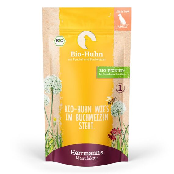 Herrmann's Manufaktur Bio Huhn mit Fenchel & Buchweizen Buchweizen, Huhn Adult 150 g