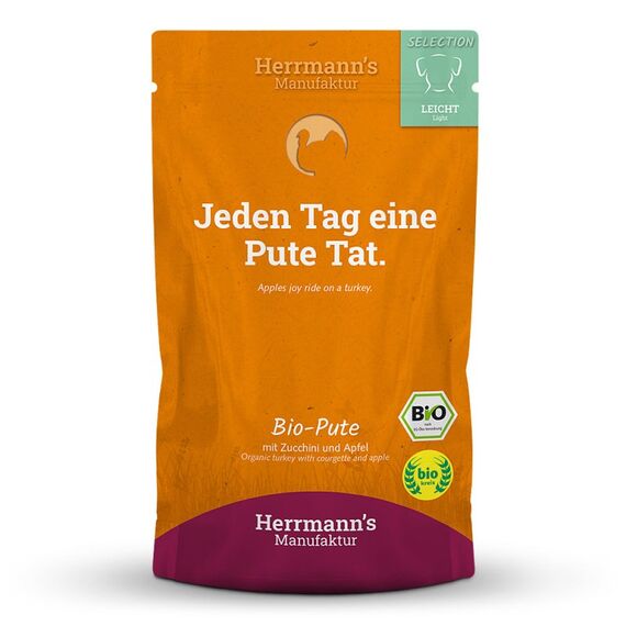 Herrmann's Manufaktur Bio Pute mit Zucchini & Apfel Apfel, Türkei, Zucchini Adult 150 g