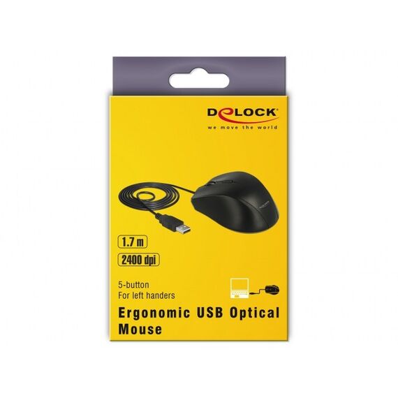 DeLOCK 12548 Maus Büro Linkshändig USB Typ-A Optisch 2400 DPI, 3 image