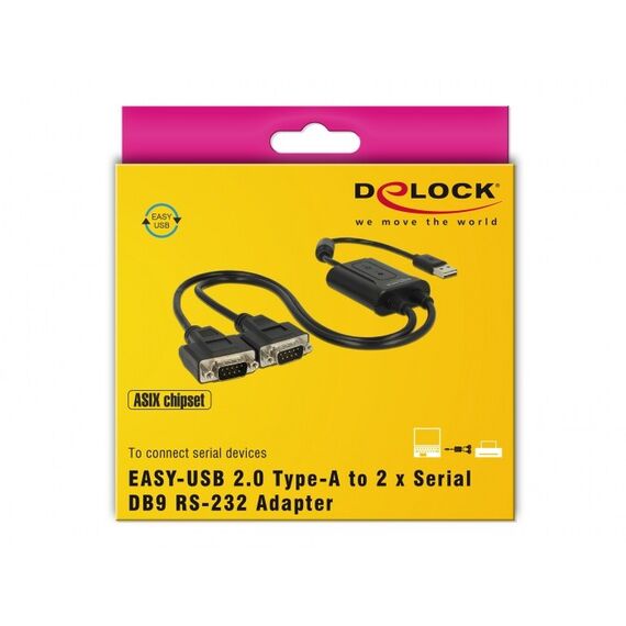DeLOCK 63950 Serien-Kabel Schwarz 0,6 m USB 2.0 Type-A 2 x RS-232 DB9, 5 image