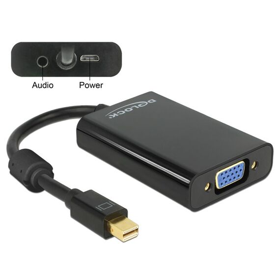 DeLOCK 65598 Videokabel-Adapter 0,08 m Mini DisplayPort VGA (D-Sub) + 3.5mm Schwarz