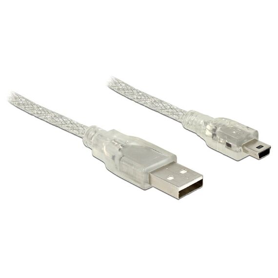 DeLOCK 0.5m, USB2.0-A/USB2.0 Mini-B USB Kabel 0,5 m USB A Mini-USB B 0,48 Gbit/s Transparent