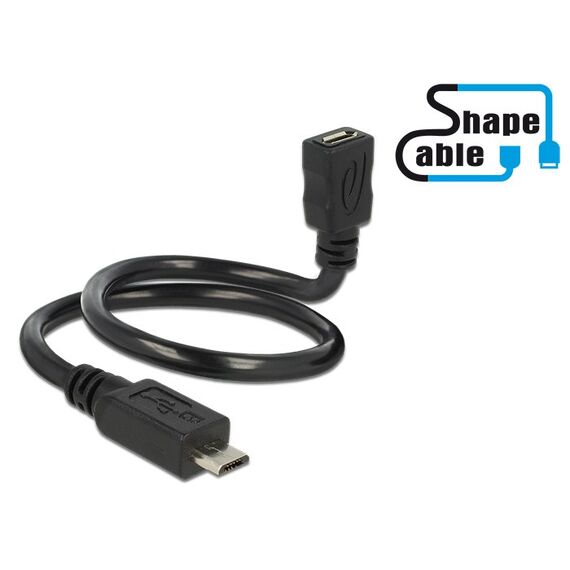 DeLOCK 0.35m, 2xUSB2.0 Micro-B USB Kabel USB 2.0 0,35 m Micro-USB B 0,48 Gbit/s Schwarz