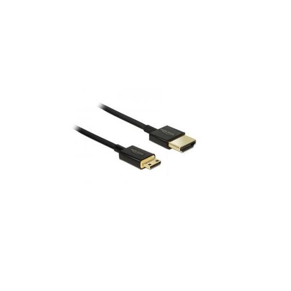 DeLOCK HDMI-A/HDMI Mini-C, 1 m HDMI-Kabel HDMI Typ A (Standard) HDMI Type C (Mini) Schwarz, Farbe: Schwarz, Länge: 1 m