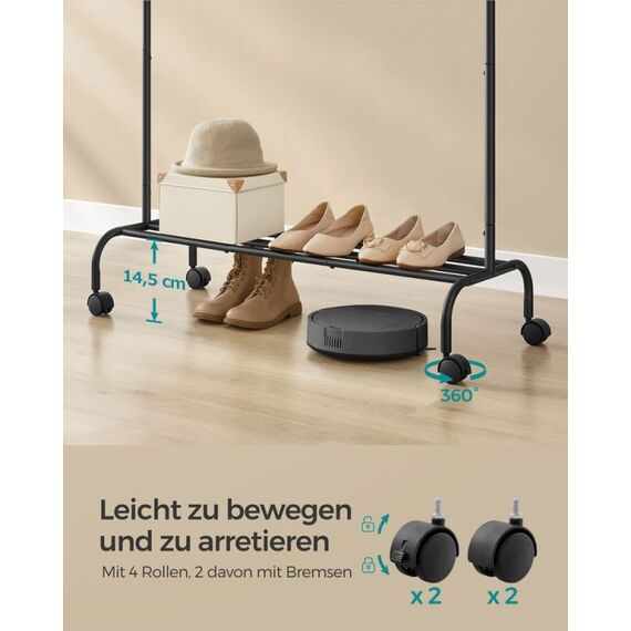 Songmics HSR131B01 Gaderobe Bodenstehend 4 Haken Schwarz, 3 image