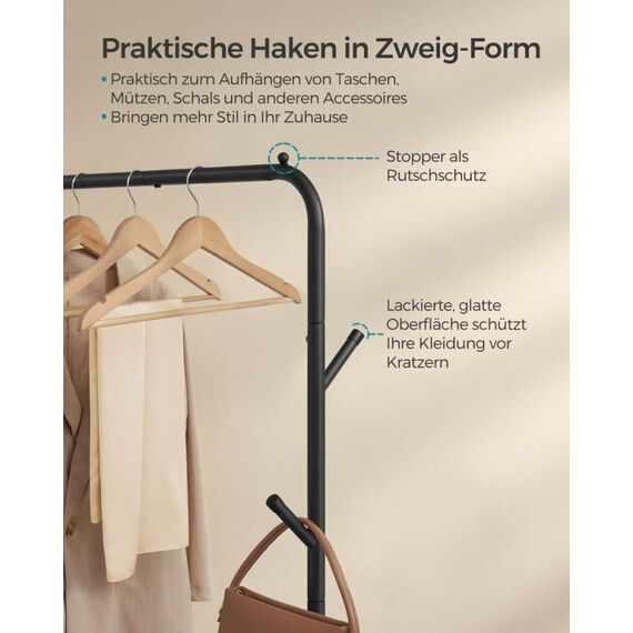 Songmics HSR131B01 Gaderobe Bodenstehend 4 Haken Schwarz, 4 image