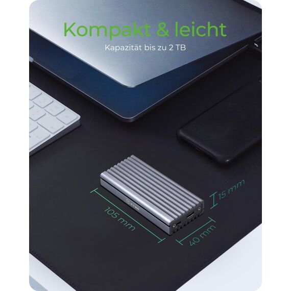 ICY BOX IB-1817M-C31, Type-C® USB 3.2 Gen 2 zu PCIe NVMe M.2 2230/2242/2260/2280 SSD Gehäuse mit Schreibschutz, 5 image