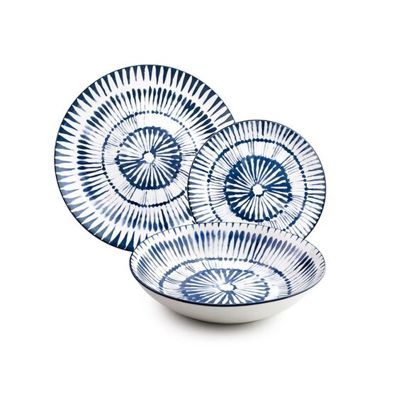 Ibili 693530 Geschirrset 12 Stück(e) Porzellan Blau, Weiß, Farbe: Blau, Weiß