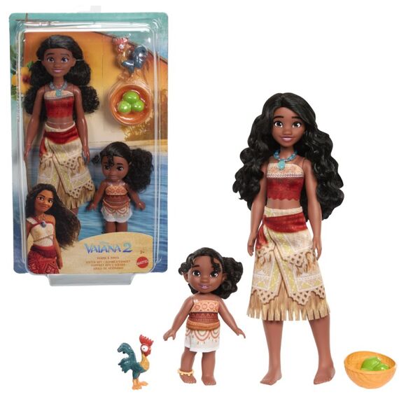 Disney Vaiana 2 Schwesternset Vaiana und Simea mit 2 Modepuppen und 3 Zubehörteilen, inspiriert vom Film