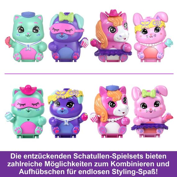 Polly Pocket Schatullen Spielsets mit Puppe, Haustier und Accessoires, Reisespielzeuge mit Überraschungen, 9 image