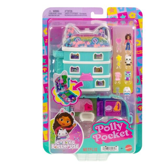 Polly Pocket Minipuppen und Spielset, Schatulle von Gabby’s Dollhouse mit 9 Zubehörteilen und Katzenfreunden, 6 image