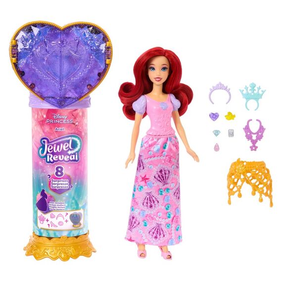 Disney Princess Jewel Reveal Arielle Modepuppe mit 8 Überraschungen wie Juwelenbox und 10 Zubehörteilen, 5 image