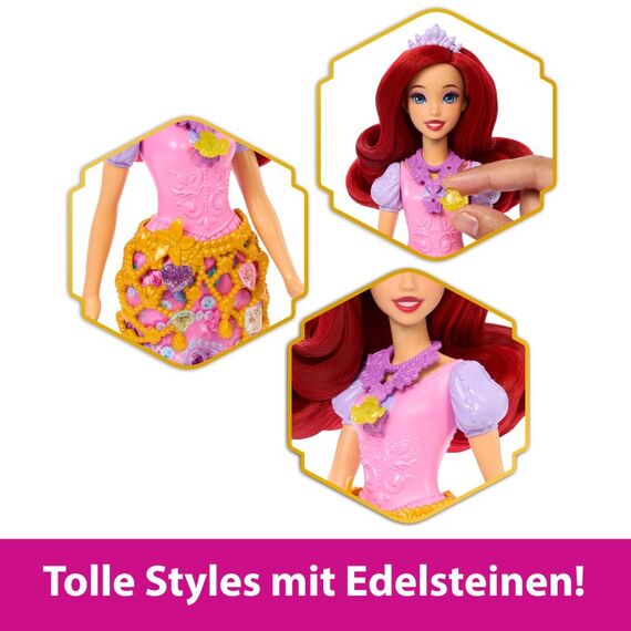 Disney Princess Jewel Reveal Arielle Modepuppe mit 8 Überraschungen wie Juwelenbox und 10 Zubehörteilen, 9 image