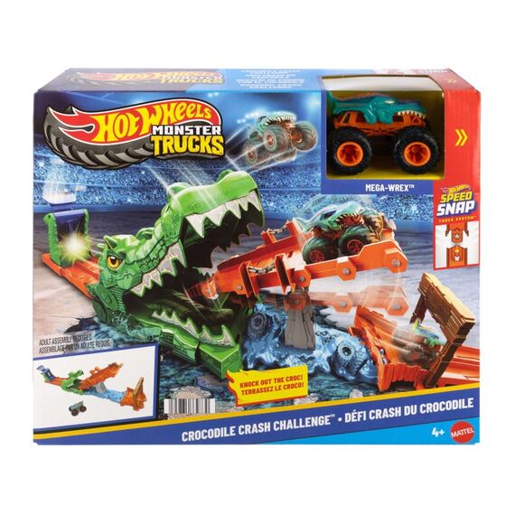 Hot Wheels Monster Trucks Crocodile Crash Challenge Spielset und Mega-Wrex-Spielfahrzeug im Maßstab 1:64, 6 image