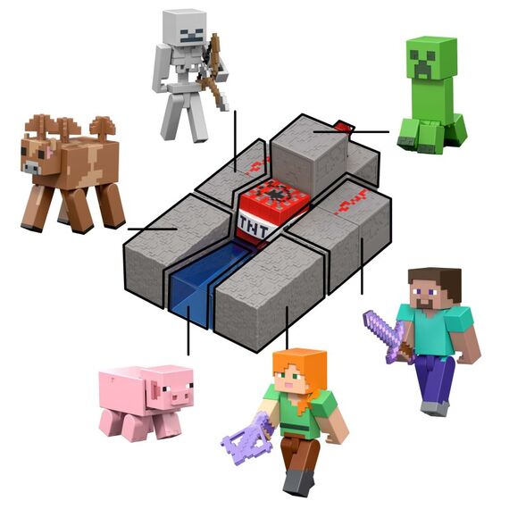 Minecraft Skelett-Actionfigur und Zubehör-Set, Spielzeug zum Sammeln mit Bauteil, maßstabsgetreu, ca. 8 cm groß, 4 image