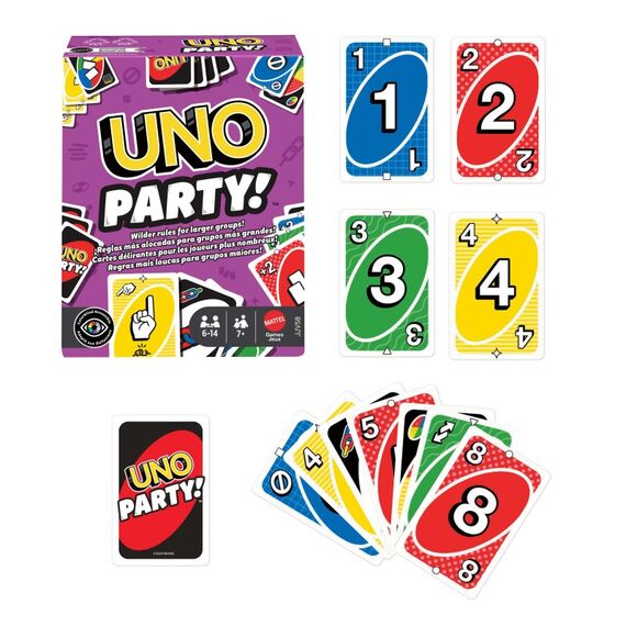 Mattel Games UNO Party Kartenspiel für große Gruppen, Kinder, Erwachsene, Familienabende, 6 bis 14 Spieler, ab 7 Jahren, 5 image