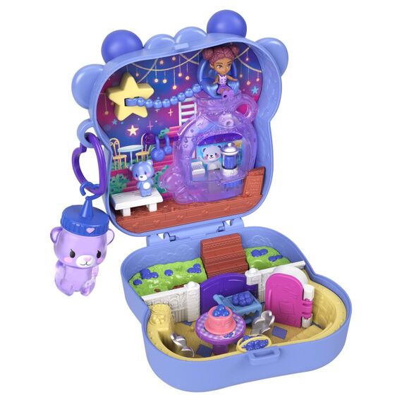 Polly Pocket Beste-Blaubeere-Freunde-Schatulle, Spielset mit 1 Mikropuppe und Haustier, Spielzeug für unterwegs mit Obst-Zubehörteilen, 5 image
