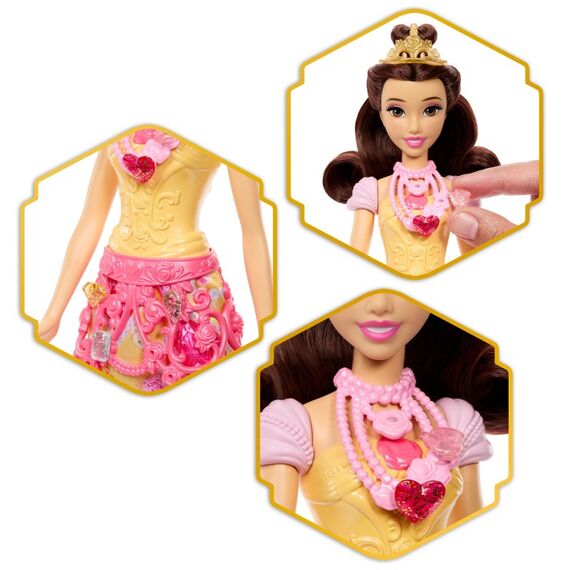 Disney Princess Jewel Reveal Belle Modepuppe mit 8 Überraschungen wie Juwelenbox und Zubehörteilen, 5 image