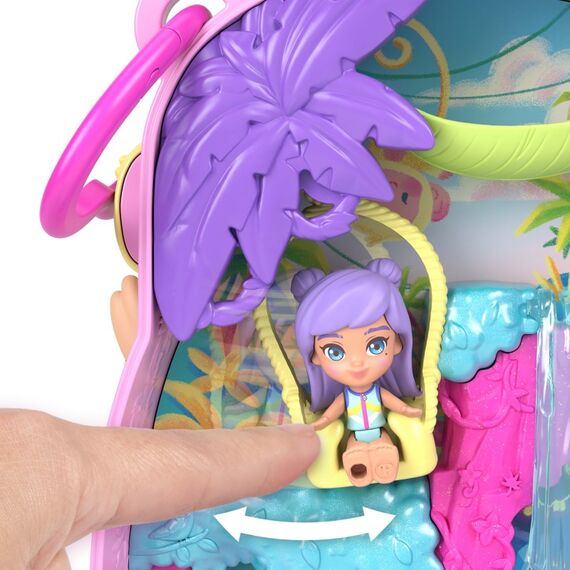 Polly Pocket Ananas-Äffchen-Schatulle, Spielset mit 1 Mikropuppe und Haustier, Spielzeug für unterwegs mit Obst-Zubehörteilen, 2 image