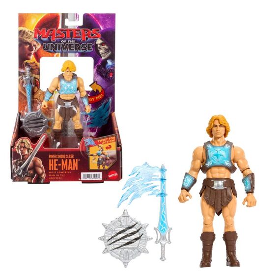 Masters of the Universe He-Man-Spielzeugfigur mit Schwert der Macht und Kampffunktion, ca. 14 cm groß mit Dreh- und Loslass-Action