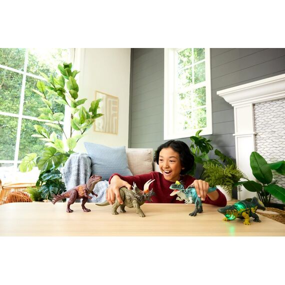 Jurassic World Wild Roar Triceratops Dinosaurier-Actionfigur-Spielzeug, mit Geräuschen, Angriffsbewegungen und Lichtern, 2 image