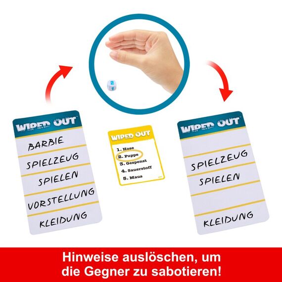 Mattel Games Wiped Out Partyspiel, Ratespiel für Familien, Teenager, Erwachsene mit löschbaren Hinweisen und Brille für 3 bis 6 Spieler, 8 image