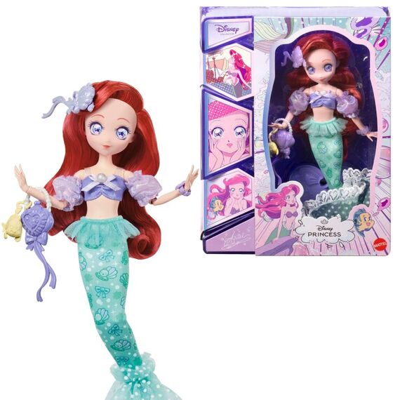 Disney Princess Disney Arielle Prinzessinnen-Manga-Puppe zum Sammeln mit Zubehör, beweglich, Sammelfigur