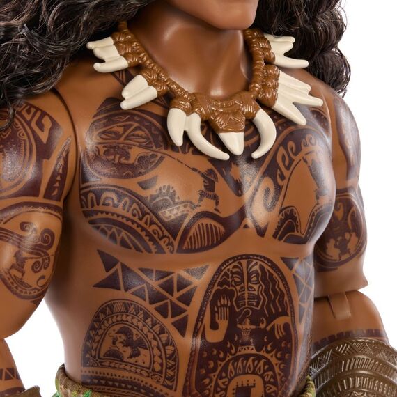 Mattel Disney Vaiana Maui-Puppe mit abnehmbarer Kleidung und 4 Zubehörteilen, vom Live-Action-Film inspiriert, 4 image