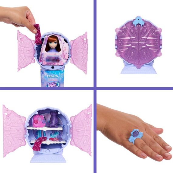 Disney Frozen Disney Die Eiskönigin Jewel Reveal Eisläuferin Anna Modepuppe mit 8 Überraschungen wie Juwelenbox und Zubehörteilen, 4 image