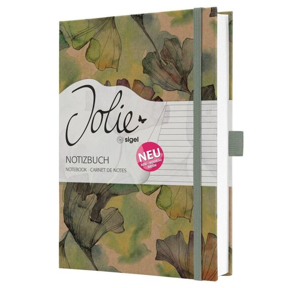 JOLIE JN857 Notizbuch , Pure Ginkgo, ca. A5, liniert, Farbe: Schwarz, Braun