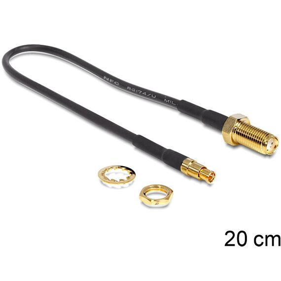 DeLOCK 88484 Koaxialkabel RG-174 0,2 m SMA TS-9 Schwarz