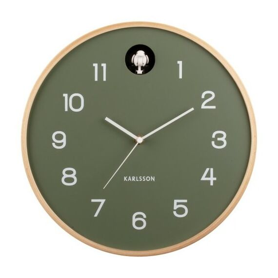 Karlsson Natural Cuckoo Analoge Uhr Rund Grün, Farbe: Grün