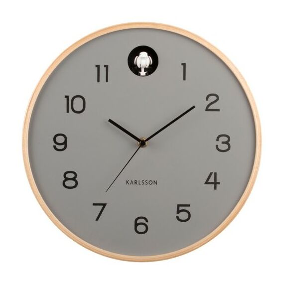 Karlsson Natural Cuckoo Analoge Uhr Rund Grau, Farbe: Grau