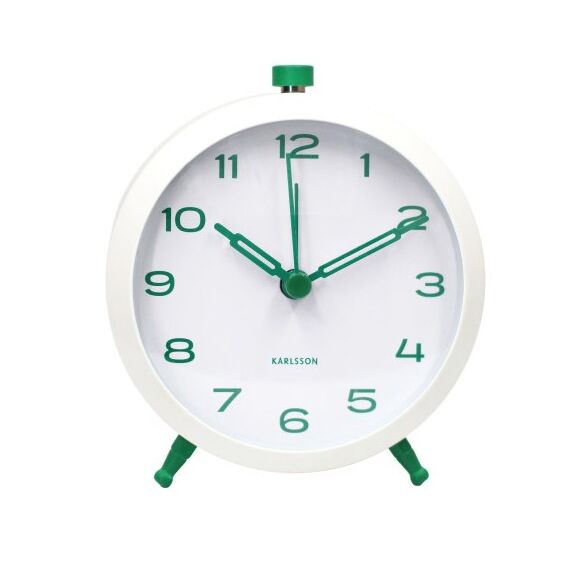 Karlsson Retro Mechanischer Wecker Weiß, Grün, Farbe: Weiß, Grün