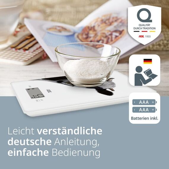 ADE KE2402 Küchenwaage Weiß Arbeitsplatte Rechteck Elektronische Küchenwaage, 6 image