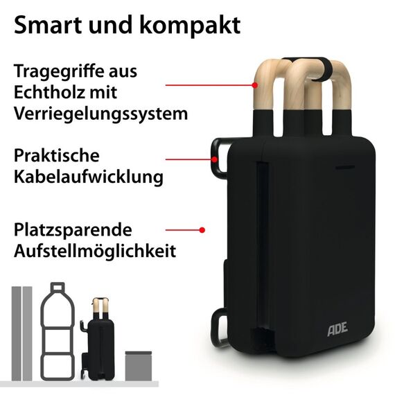 ADE KG2138-3 Sandwich-Toaster 600 W Schwarz, Farbe: Schwarz, 4 image