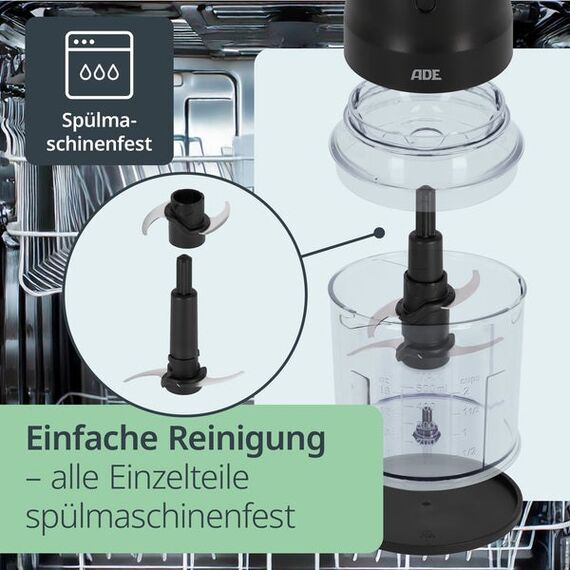 ADE KG2401-1 Elektrischer Essenszerkleinerer 0,5 l 400 W Schwarz, Transparent, 6 image